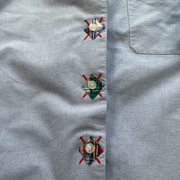 Vintage Susan Bristol Women’s Cotton Oxford Shirt – Button Down, Plaid Trim - Picture 7 of 16